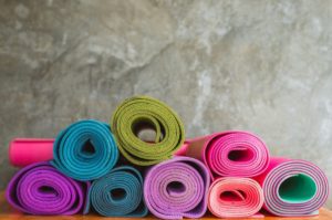 Stacked yoga mats